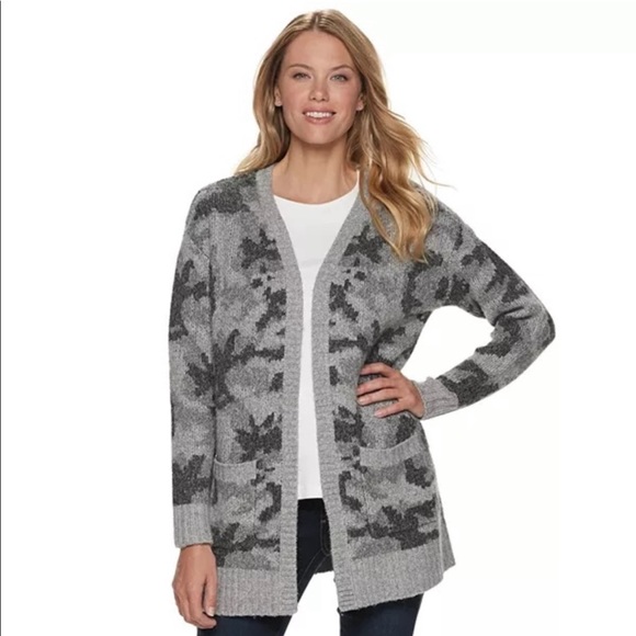 SONOMA BLUE GREY CAMO CARDIGAN